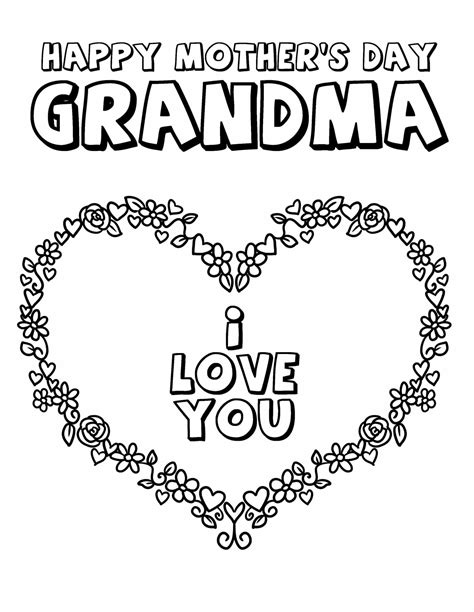 Free Printable Mothers Day Cards For Grandma To Coloring